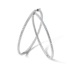 Sterling Shimmer Sterling Silver Rhodium-plated 138 Stone 2mm CZ In and Out Round Hinged Hoop Earrings