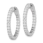 Sterling Shimmer Sterling Silver Rhodium-plated 50 Stone 2.1mm CZ In and Out Round Hinged Hoop Earrings