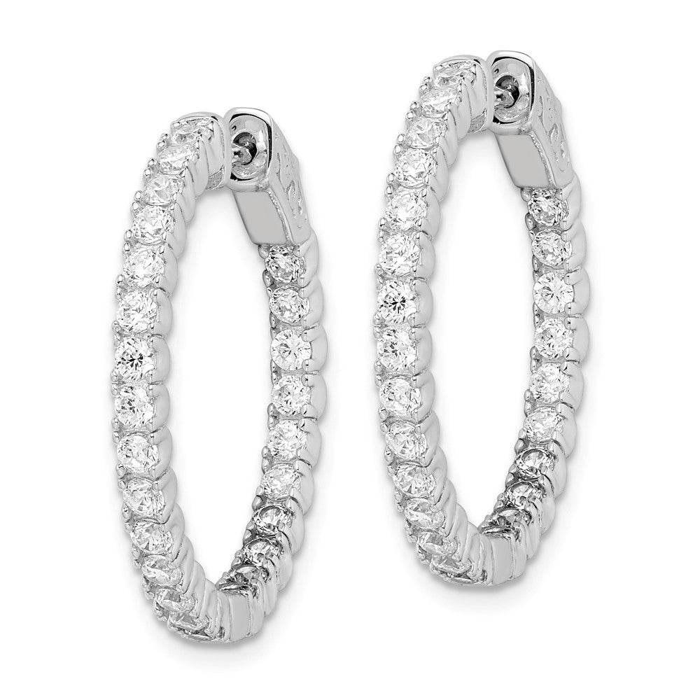 Sterling Shimmer Sterling Silver Rhodium-plated 50 Stone 2.1mm CZ In and Out Round Hinged Hoop Earrings