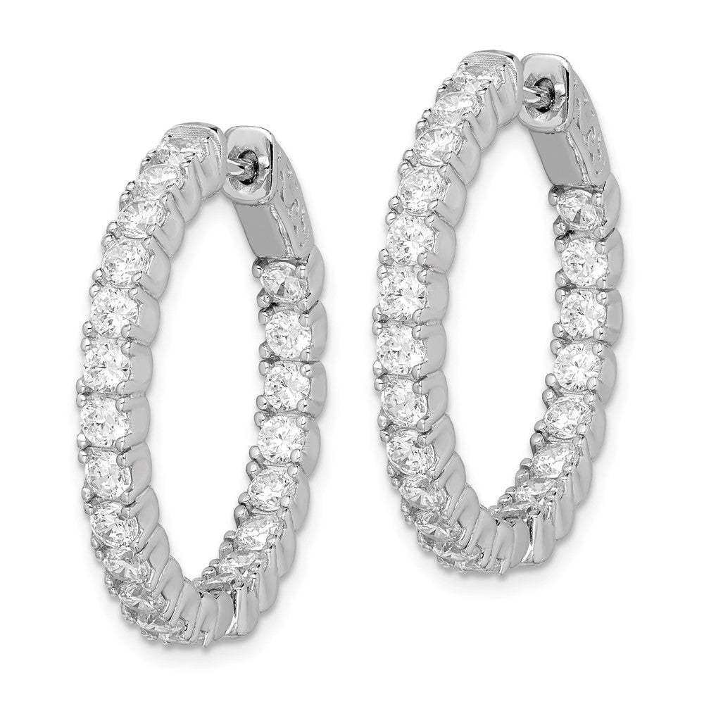 Sterling Shimmer Sterling Silver Rhodium-plated 42 Stone 2.5mm CZ In and Out Round Hinged Hoop Earrings