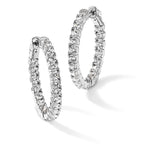 Sterling Shimmer Sterling Silver Rhodium-plated 42 Stone 2.5mm CZ In and Out Round Hinged Hoop Earrings