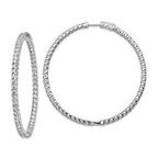 Sterling Shimmer Sterling Silver Rhodium-plated 114 Stone 2.5mm CZ In and Out Round Hinged Hoop Earrings