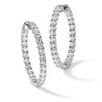 Sterling Shimmer Sterling Silver Rhodium-plated 52 Stone 3.0mm CZ In and Out Round Hinged Hoop Earrings