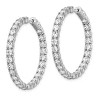 Sterling Shimmer Sterling Silver Rhodium-plated 52 Stone 3.5mm CZ In and Out Round Hinged Hoop Earrings