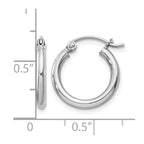 Sterling Silver Rhodium-plated 2mm Round Hoop Earrings