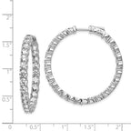Sterling Shimmer Sterling Silver Rhodium-plated 50 Stone 3.75mm CZ In and Out Round Hinged Hoop Earrings