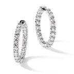 Sterling Shimmer Sterling Silver Rhodium-plated 36 Stone 3.75mm CZ In and Out Round Hinged Hoop Earrings