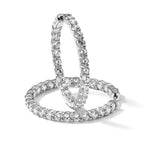 Sterling Shimmer Sterling Silver Rhodium-plated 50 Stone 3.75mm CZ In and Out Round Hinged Hoop Earrings