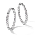 Sterling Shimmer Sterling Silver Rhodium-plated 50 Stone 3.75mm CZ In and Out Round Hinged Hoop Earrings