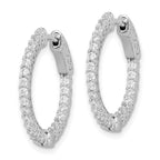 Sterling Shimmer Sterling Silver Rhodium-plated 46 Stone 1.7mm CZ In and Out Round Hinged Hoop Earrings