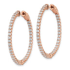 Sterling Shimmer Sterling Silver Rose-tone Flash Rose Gold-plated 78 Stone 2mm CZ In and Out Round Hinged Hoop Earrings