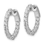 Sterling Shimmer Sterling Silver Rhodium-plated 30 Stone 2.3mm CZ In and Out Round Hinged Hoop Earrings
