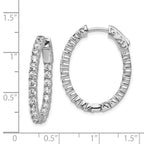 Sterling Shimmer Sterling Silver Rhodium-plated 42 Stone 2.5mm CZ In and Out Oval Hinged Hoop Earrings