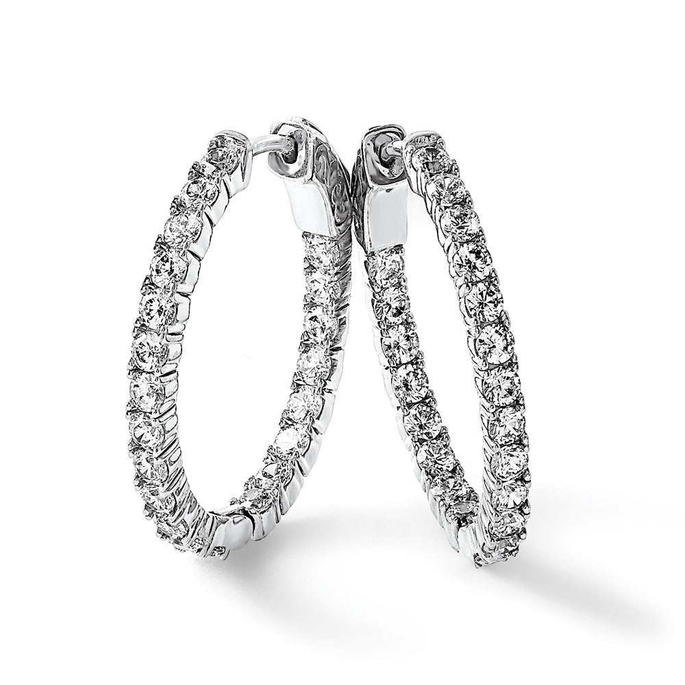 Sterling Shimmer Black Rhodium-plated 42 Stone 2.5mm CZ In and Out Oval Hinged Hoop Earrings
