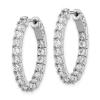 Sterling Shimmer Sterling Silver Rhodium-plated 34 Stone 3.0mm CZ In and Out Oval Hinged Hoop Earrings