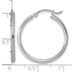 Sterling Silver Rhodium-plated 2mm Round Hoop Earrings