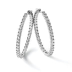 Sterling Shimmer Sterling Silver Rhodium-plated 66 Stone 3.0mm CZ In and Out Oval Hinged Hoop Earrings