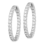 Sterling Shimmer Sterling Silver Rhodium-plated 50 Stone 3mm CZ In and Out Round Hinged Hoop Earrings