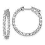 Sterling Shimmer Sterling Silver Rhodium-plated 38 Stone 2mm CZ In and Out Round Hinged Hoop Earrings