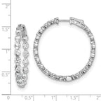 Sterling Shimmer Sterling Silver Rhodium-plated 36 Stone 3.5mm CZ In and Out Round Hinged Hoop Earrings