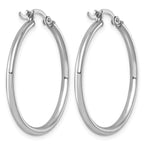 Sterling Silver Rhodium-plated 2mm Round Hoop Earrings