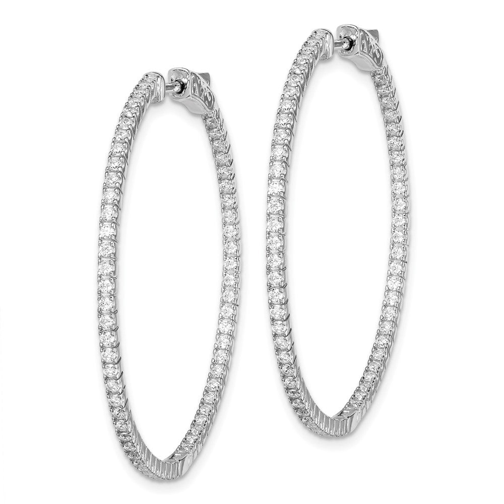 Sterling Shimmer Sterling Silver Rhodium-plated 122 Stone 1.3mm CZ In and Out Round Hinged Hoop Earrings