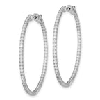 Sterling Shimmer Sterling Silver Rhodium-plated 122 Stone 1.3mm CZ In and Out Round Hinged Hoop Earrings