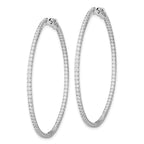 Sterling Shimmer Sterling Silver Rhodium-plated 162 Stone 1.2mm CZ In and Out Round Hinged Hoop Earrings