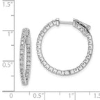 Sterling Shimmer Sterling Silver Rhodium-plated 50 Stone 1.75mm CZ In and Out Round Hinged Hoop Earrings