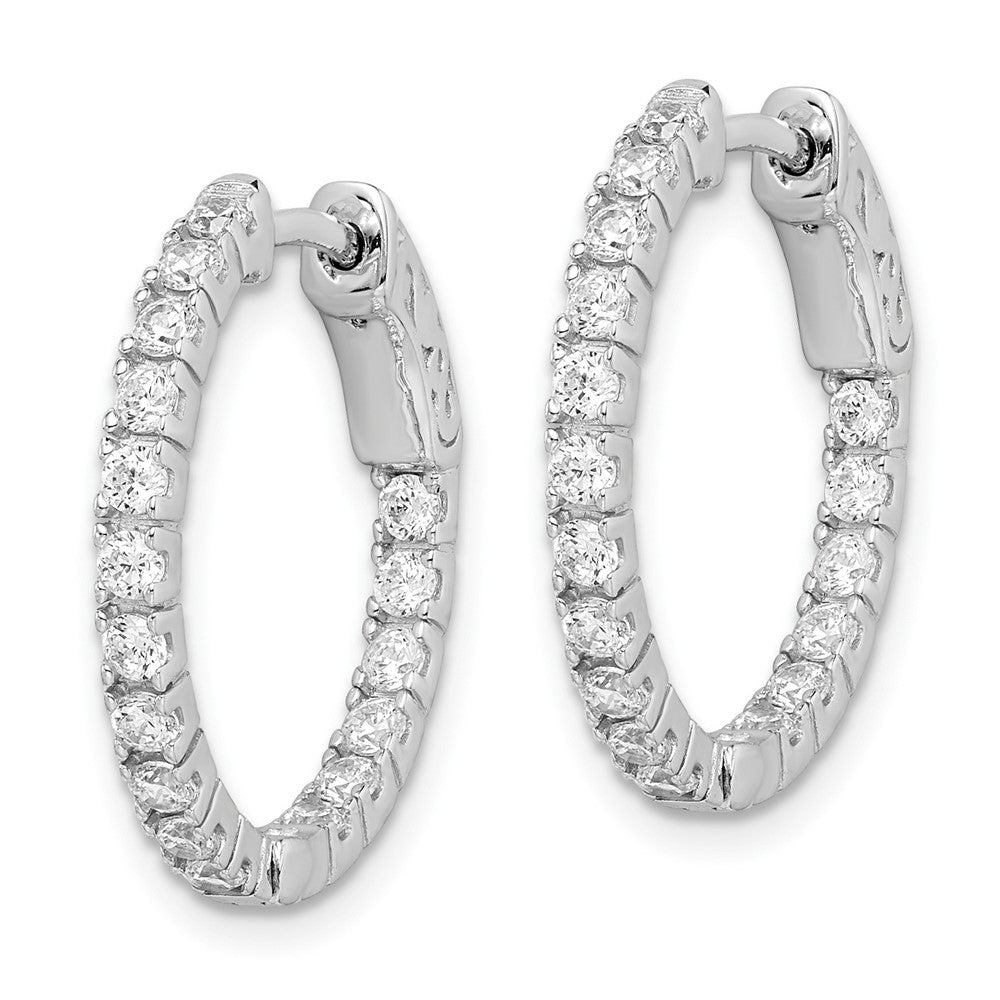 Sterling Shimmer Sterling Silver Rhodium-plated 34 Stone 1.9mm CZ In and Out Round Hinged Hoop Earrings