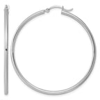 Sterling Silver Rhodium-plated 2mm Round Hoop Earrings