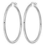 Sterling Silver Rhodium-plated 2mm Round Hoop Earrings