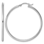 Sterling Silver Rhodium-plated 2mm Round Hoop Earrings