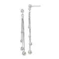 Sterling Silver Polished Graduated Beaded Chain Post Dangle Earrings
