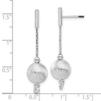 Sterling Silver Polished & Textured Ball Post Dangle Earrings