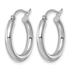 Sterling Silver Rhodium-plated 3mm Round Hoop Earrings