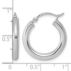 Sterling Silver Rhodium-plated 3mm Round Hoop Earrings
