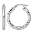 Sterling Silver Rhodium-plated 3mm Round Hoop Earrings