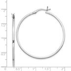 Sterling Silver Rhodium-plated 1.5x40mm Hoop Earrings