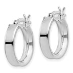 Sterling Silver Rhodium Plated 4x16mm Hoop Earrings