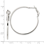 Sterling Silver RH-plated 1.5x40mm Omega Back Round Hoop Earrings