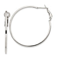 Sterling Silver RH-plated 1.5x40mm Omega Back Round Hoop Earrings