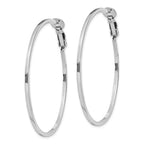 Sterling Silver RH-plated 1.5x50mm Omega Back Round Hoop Earrings