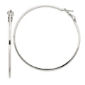 Sterling Silver RH-plated 1.5x60mm Omega Back Round Hoop Earrings