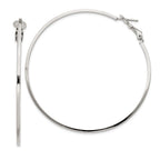 Sterling Silver RH-plated 1.5x60mm Omega Back Round Hoop Earrings