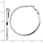 Sterling Silver RH-plated 2x40mm Omega Back Round Hoop Earrings