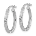 Sterling Silver Rhodium-plated Diamond-cut 2x20mm Square Tube Hoop Earrings