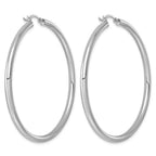 Sterling Silver Rhodium-plated 3mm Round Hoop Earrings