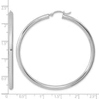 Sterling Silver Rhodium-plated 3mm Round Hoop Earrings
