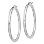 Sterling Silver Rhodium-plated 3mm Round Hoop Earrings